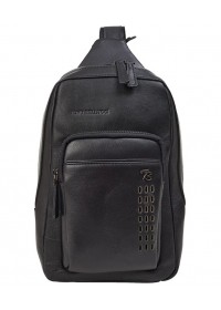 Кожаный черный мужской фирменный слинг на плечо - рюкзак TONY BELLUCCI - 5213-101
