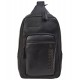 Кожаный черный мужской фирменный слинг на плечо - рюкзак TONY BELLUCCI - 5213-101