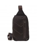 Фотография Кожаный коричневый мужской фирменный слинг на плечо - рюкзак TONY BELLUCCI - 5213-4