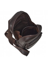 Кожаный коричневый мужской фирменный слинг на плечо - рюкзак TONY BELLUCCI - 5213-4