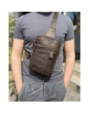 Фотография Мужская винтажная сумка на плечо - слинг Newery N6896KC