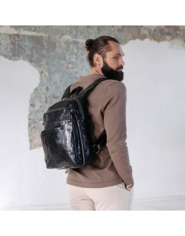 Черный кожаный фирменный мужскою рюкзак L.A. Confidential Time Resistance 5240401