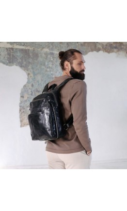 Черный кожаный фирменный мужскою рюкзак L.A. Confidential Time Resistance 5240401