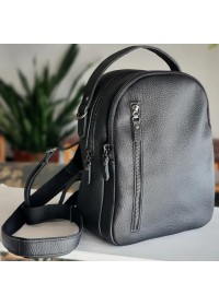 Черный женский рюкзак из науральной зернистой кожи 6282207W-SGE