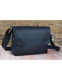 Черная горизонтальная кожаная винтажная сумка на плечо 5582260-SGE