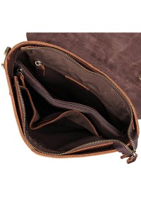 Вертикальная коричневая мужская сумка на плечо 76034
