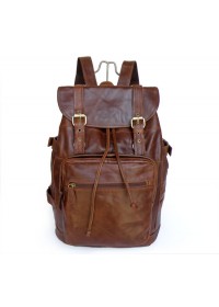 Шикарный кожаный рюкзак коричневого цвета 76058