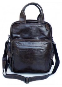 Красивый практичный модный кожаный  рюкзак 77007 коричневый