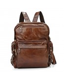 Фотография Практичный коричневый кожаный стильный  рюкзак 77007C