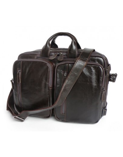 Фотография Кожаный портфель-рюкзак трансформер 77014Q-2