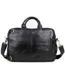 Фотография Вместительный кожаный портфель - рюкзак черного цвета 77026A