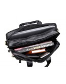 Фотография Вместительный кожаный портфель - рюкзак черного цвета 77026A
