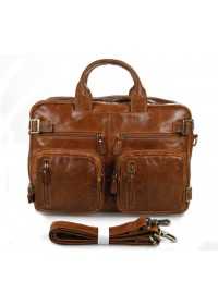 Рыжая кожаная мужская сумка-рюкзак 77026b1