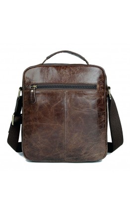 Практичная повседневная мужская коричневая сумка на плечо 77027