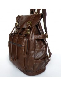 Вместительный и очень модный кожаный коричневый рюкзак 77047r