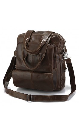 Повседневный модный кожаный коричневый рюкзак 77065q