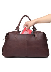 Кожаная большая мужская сумка бордово-коричневого цвета 77071lc