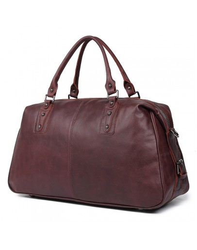 Фотография Кожаная большая мужская сумка бордово-коричневого цвета 77071lc