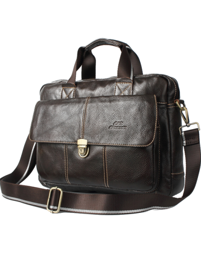 Фотография Кожаная коричневая мужская сумка портфель Cross 7077