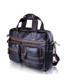 Фотография Кожаная мужская сумка кофейного цвета среднего размера 77081C