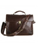 Фотография Строгий оригинальный кожаный коричневый портфель 77091C