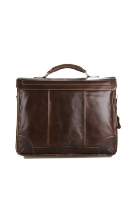 Строгий оригинальный кожаный коричневый портфель 77091C