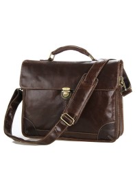 Строгий оригинальный кожаный коричневый портфель 77091C