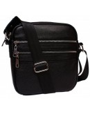 Фотография Удобная повседневная сумка черная кожаная на плечо 7092
