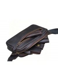 Темно-коричневая мужская сумка - бананка 709777-SGE