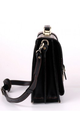 Кожаный черный портфель с коричневой нитью Manufatto 710-rvkor