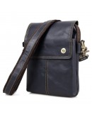 Фотография Синяя кожаная мужская сумка на плечо 71006k