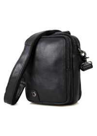 Чёрная небольшая кожаная мужская сумка 71007a