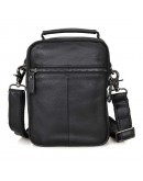 Фотография Чёрная небольшая кожаная мужская сумка 71007a