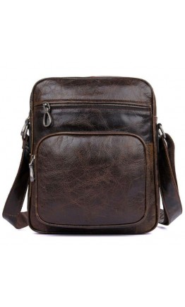 Кожаная мужская сумка шоколадного цвета 71008C