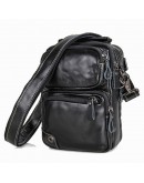 Фотография Чёрная небольшая кожаная мужская сумка 71010a