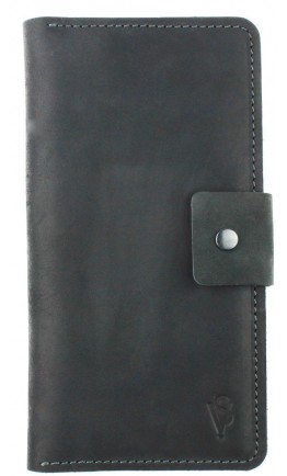Вместительное кожаное черное мужское портмоне 71010P-SKE