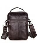 Фотография Коричневая небольшая кожаная мужская сумка 71010c