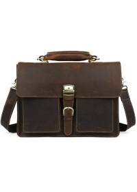 Кожаный мужской портфель коричневого цвета 710315