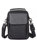 Фотография Мужская кожаная сумка на плечо, черный цвет 71032a