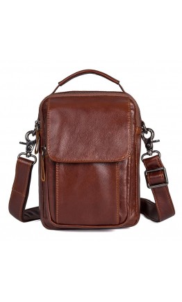 Мужская сумка кожаная на плечо, коричневый цвет 71032c