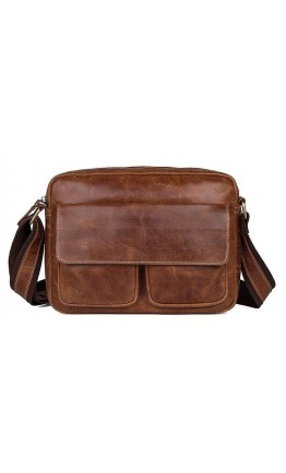 Мужская коричневая горизонтальная сумка на плечо 71039B