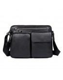 Фотография Кожаная черная мужская сумка на плечо 71044A