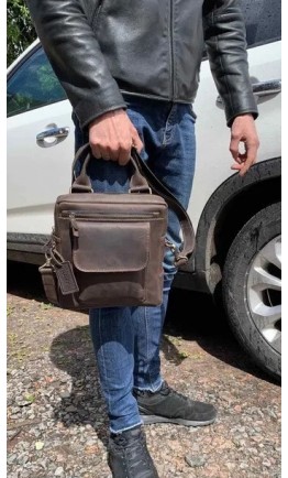 Удобная мужская коричневая сумка - барсетка 7105327-SKE