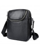 Фотография Кожаная черная небольшая мужская сумка на плечо 71053AS