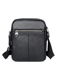 Кожаная черная небольшая мужская сумка на плечо 71053AS