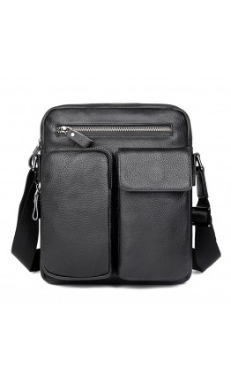 Черная сумка на плечо из натуральной кожи 71058A