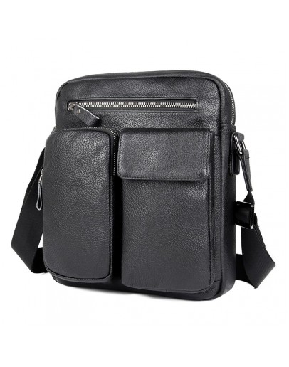 Фотография Черная сумка на плечо из натуральной кожи 71058A