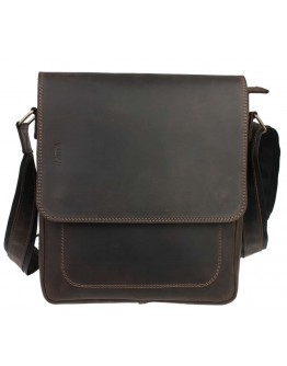 Добротная кожаная коричневая сумка на плечо 710638-SKE