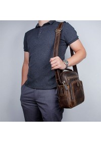 Коричневая вмесительная мужская сумка - барсетка 71063R