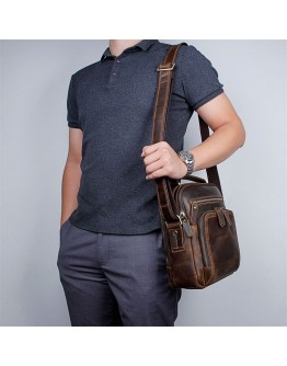 Коричневая вмесительная мужская сумка - барсетка 71063R